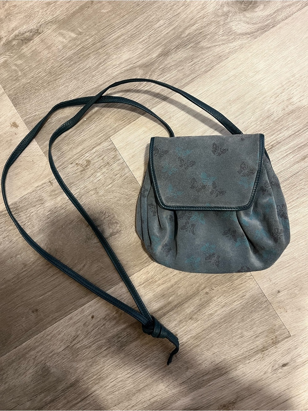 Vintage Bottega Veneta Butterfly Teal Suede Crossbody Bag